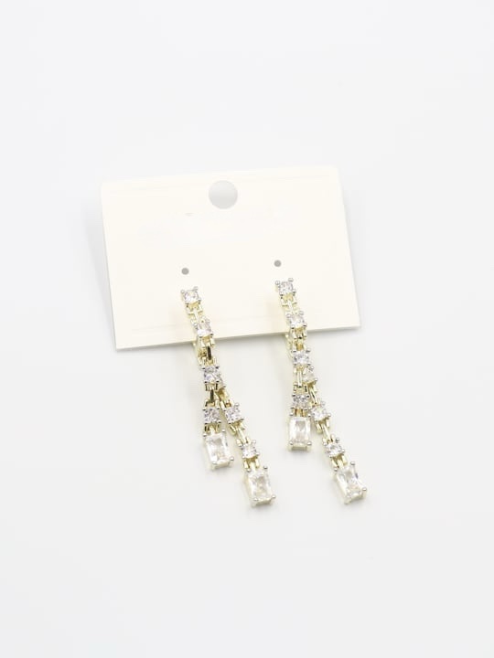 Gold renk taşlı uzun küpe