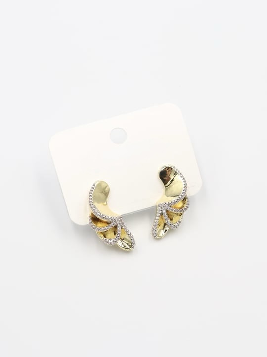 Gold renk taş detaylı plaka küpe