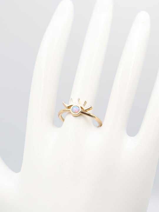 Gold renk opal taşlı göz yüzük (ayarlanabilir)