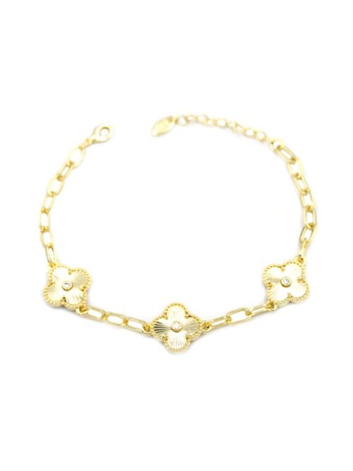 Gold 14k renk yonca bileklik