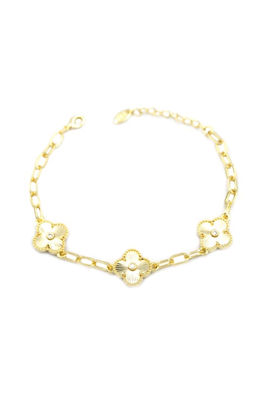 Gold 14k renk yonca bileklik