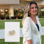 Gold renk taş detaylı 3dilim küpe