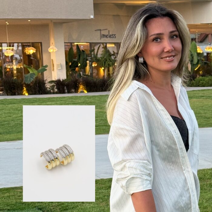 Gold renk taş detaylı 3dilim küpe