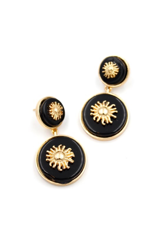Gold siyah mineli güneş küpe