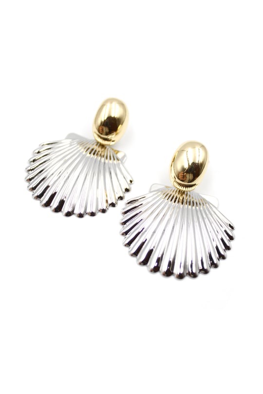 Gold silver renk midye küpe