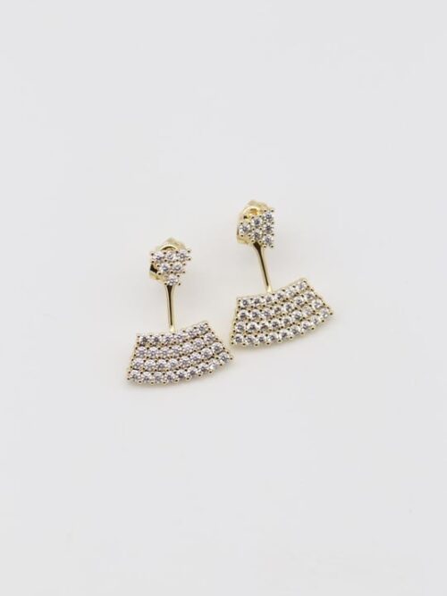 Gold renk zirkon taşlı tasarım küpe (20mm)
