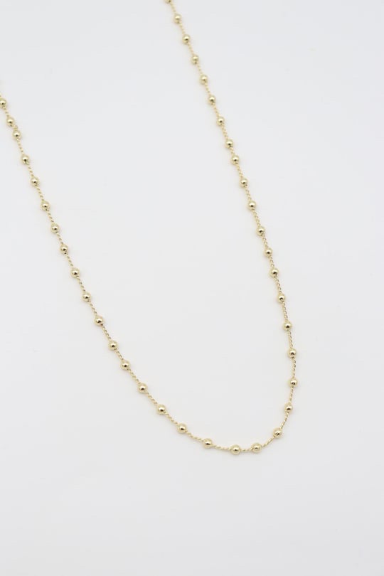 Gold renk sık sık topcuklu zincir kolye (45cm)