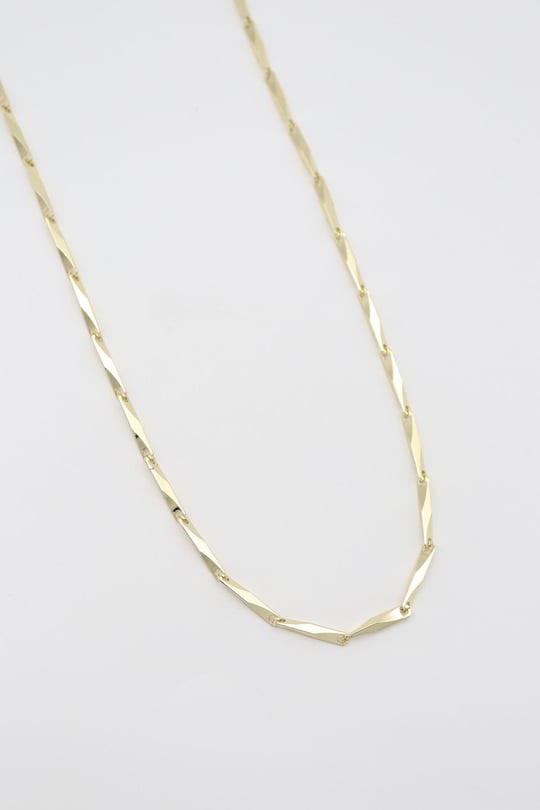 Gold renk düz plaka zincir kolye (45cm)