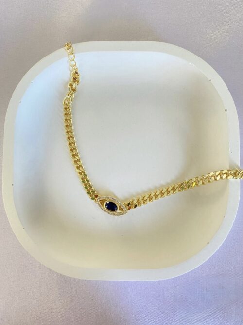 Gold renk ortası lacivert taşlı bileklik