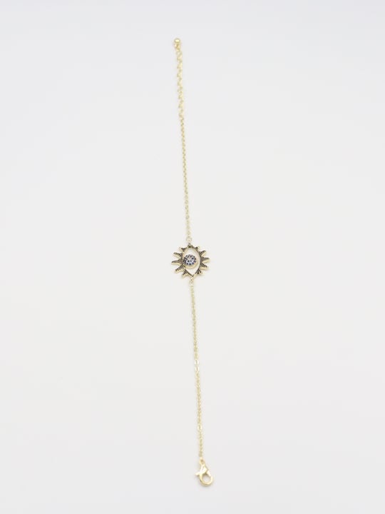 Gold renk siyah taşlı göz ince bileklik