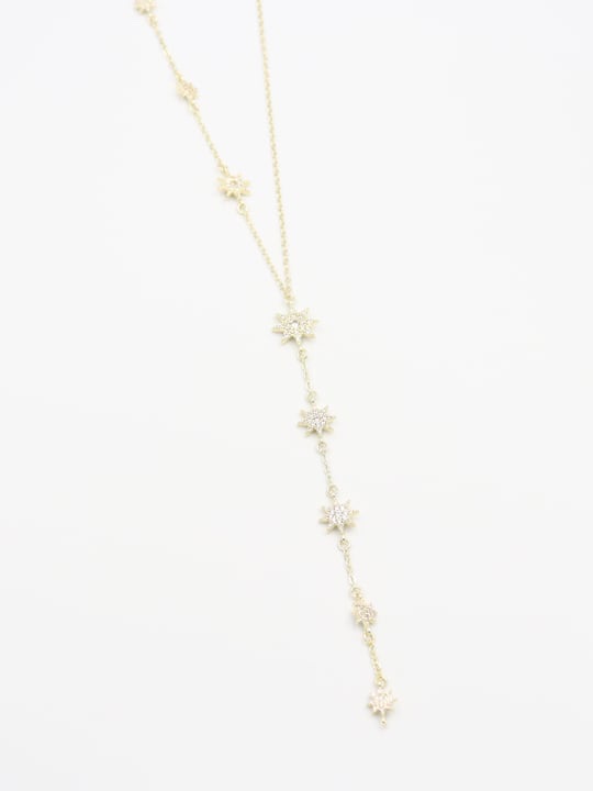 Gold renk yıldız uçlu Y kolye