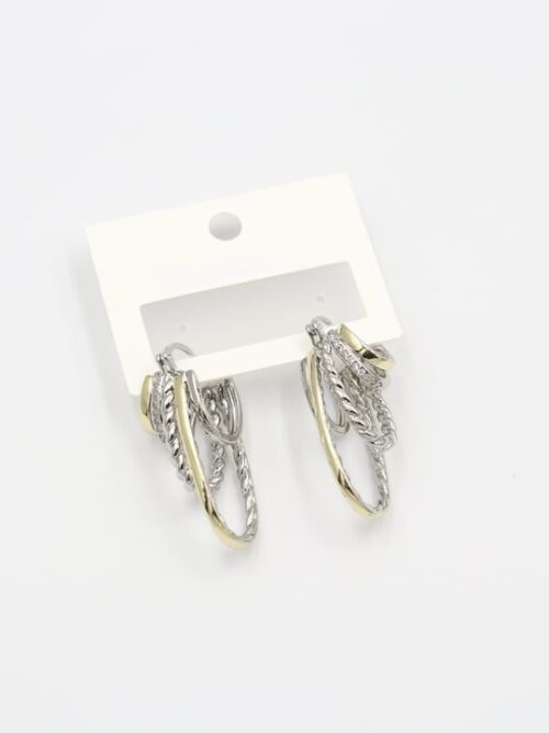 Gold ve silver çift renk çoklu halka küpe