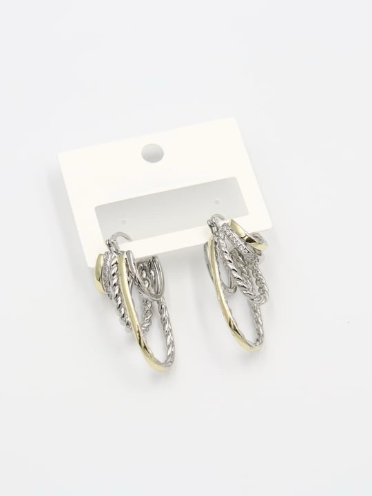 Gold ve silver çift renk çoklu halka küpe