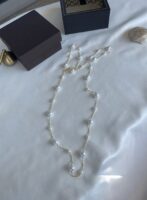 Gold zincire irili ufaklı sıralanmış inci kolye (90cm)