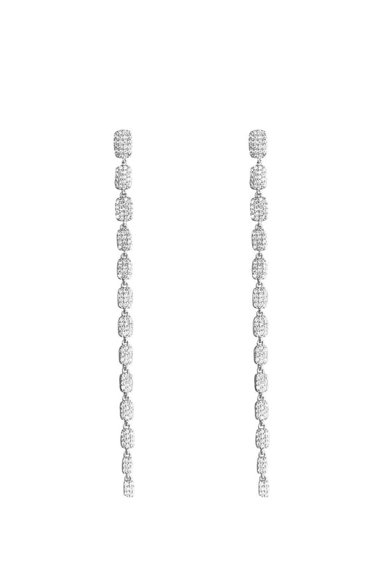 Silver renk taş sallantılı tasarım küpe