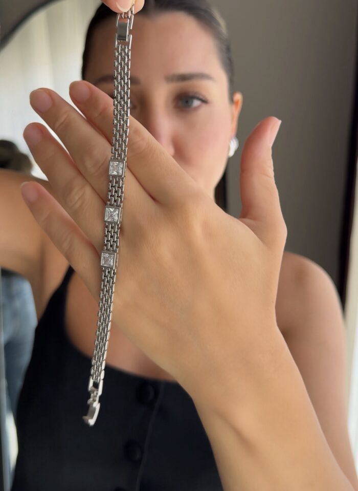 Silver renk taş detaylı bileklik