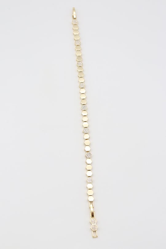 Gold renk taş detaylı petek desen bileklik