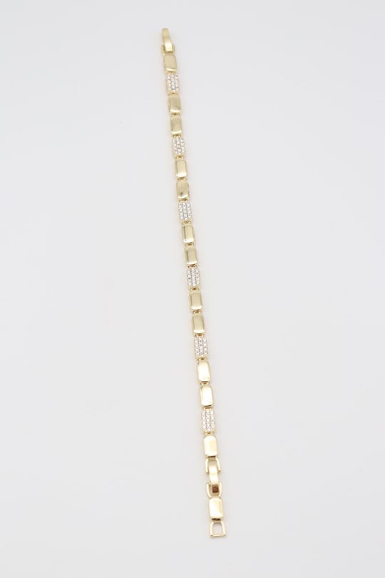 Gold renk taş detaylı plaka bileklik