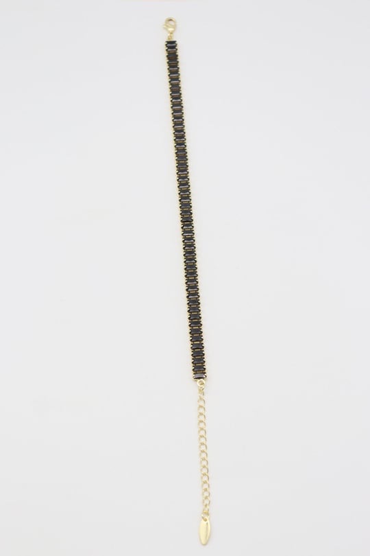 Gold renk siyah baget taşlı bileklik