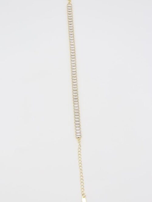 Gold renk beyaz baget taşlı bileklik