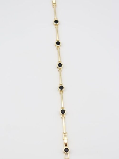 Gold renk siyah yuvarlak taşlı bileklik