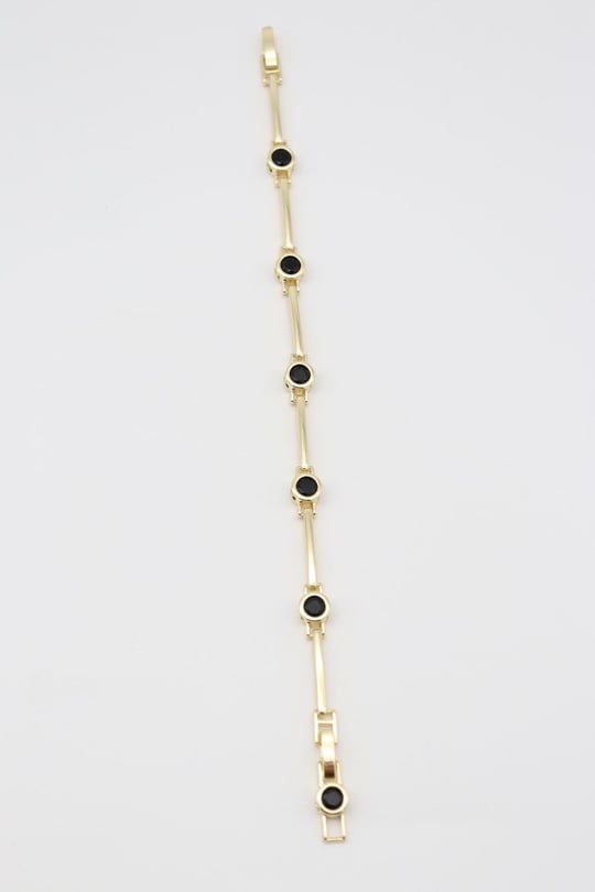 Gold renk siyah yuvarlak taşlı bileklik