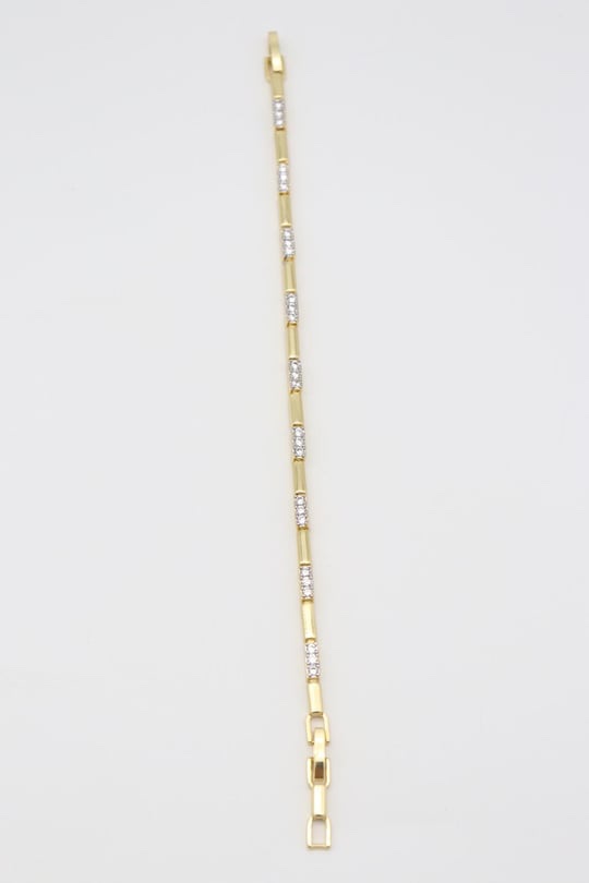 Gold renk taş plaka detaylı ince bileklik