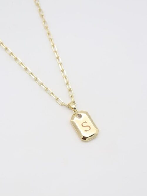 Gold renk S harf kolye