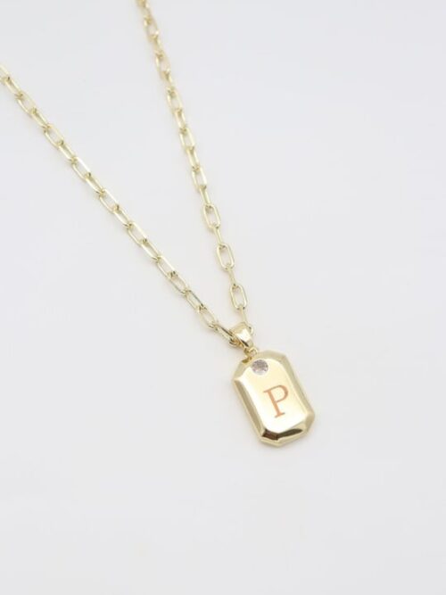 Gold renk P harf kolye
