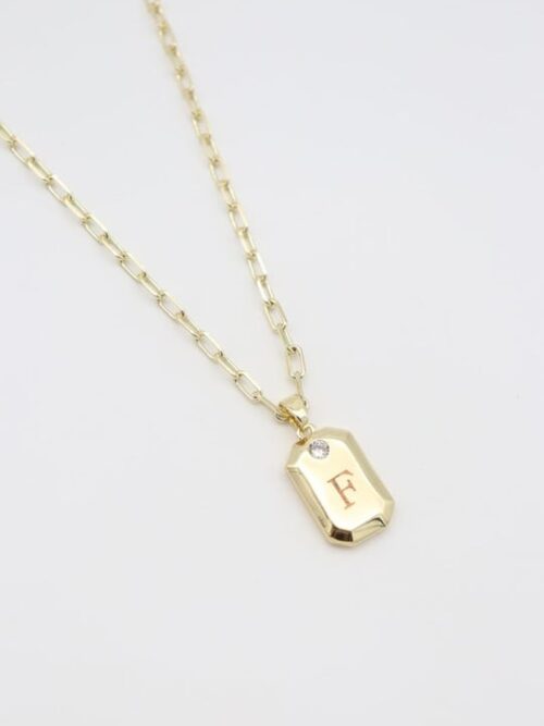 Gold renk F harf kolye