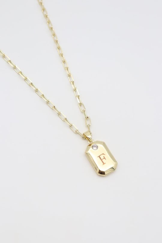 Gold renk F harf kolye
