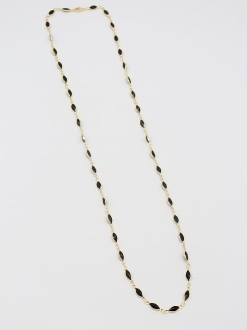 Gold renk siyah taşlı uzun kolye (70cm)