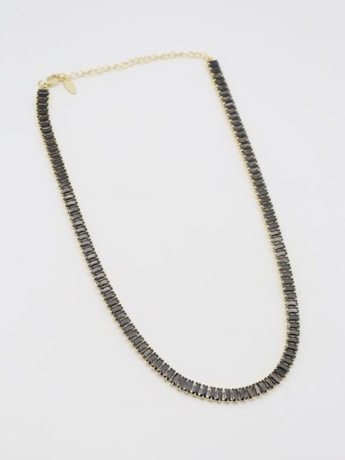 Gold renk siyah baget taş choker kolye