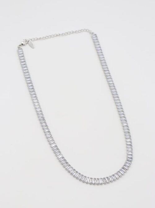 Silver renk baget taş choker kolye