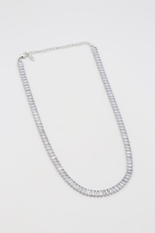Silver renk baget taş choker kolye