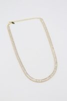 Gold renk beyaz taşlı baget taşlı choker kolye