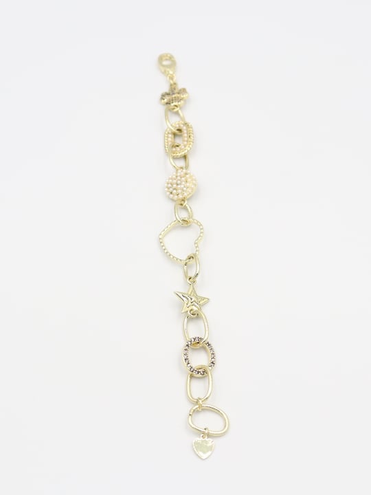 Gold renk kalp yıldız yonca detaylı bileklik