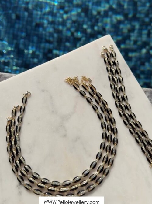 Gold renk siyah mineli choker boy kolye