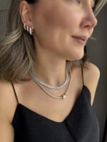 Silver renk pan. kalp klipsli kolye