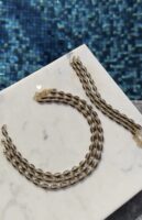 Gold renk kahverengi mineli choker boy kolye