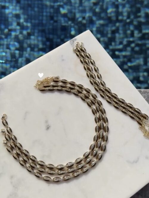 Gold renk kahverengi mineli choker boy kolye