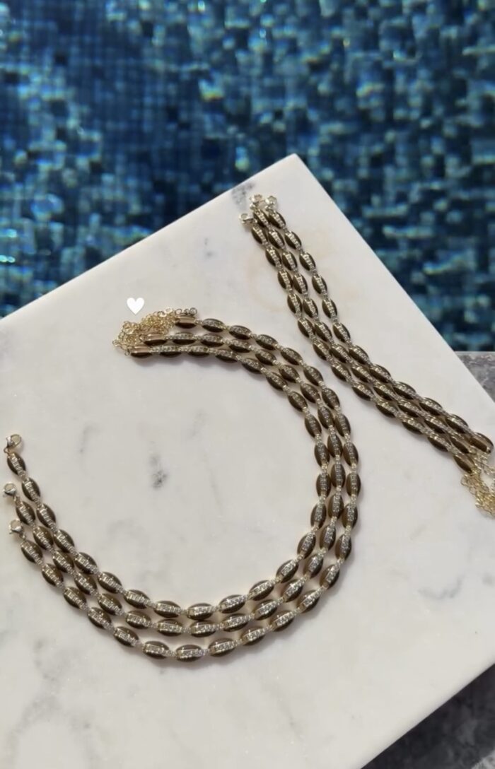 Gold renk kahverengi mineli choker boy kolye