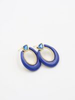 Gold taşlı mavi mineli küpe