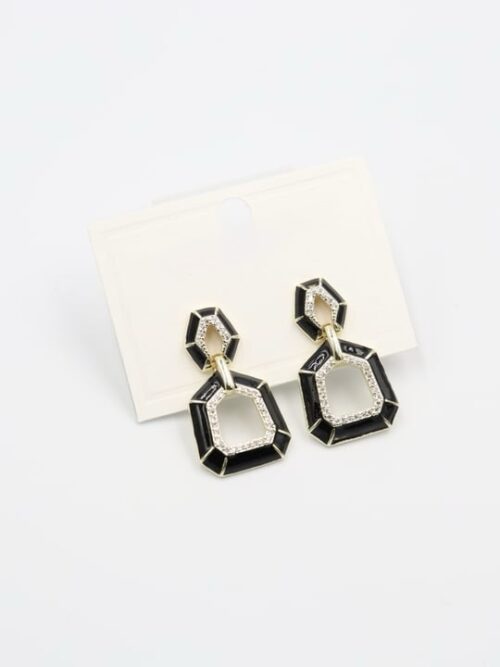 Gold renk siyah mineli sallantılı küpe