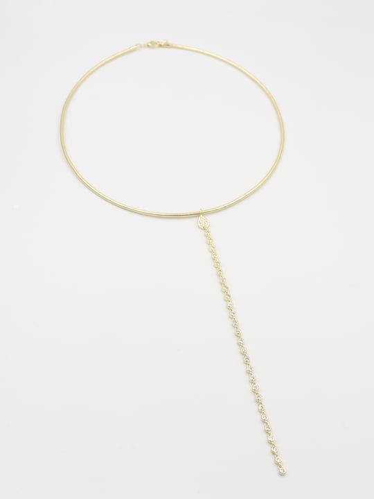 Gold renk zincir sallantılı tasarım choker kolye