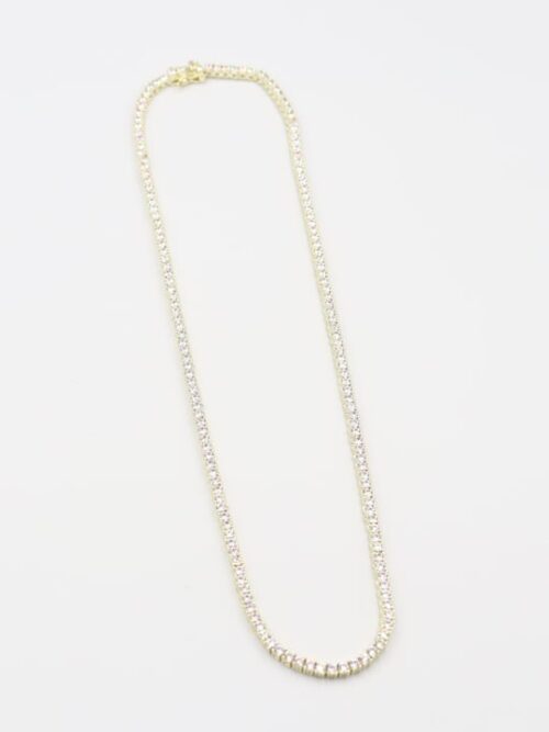 Gold döküm su yolu 3mm taşlı kolye