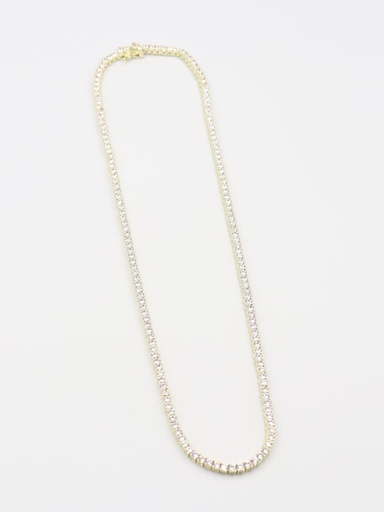 Gold döküm su yolu 3mm taşlı kolye