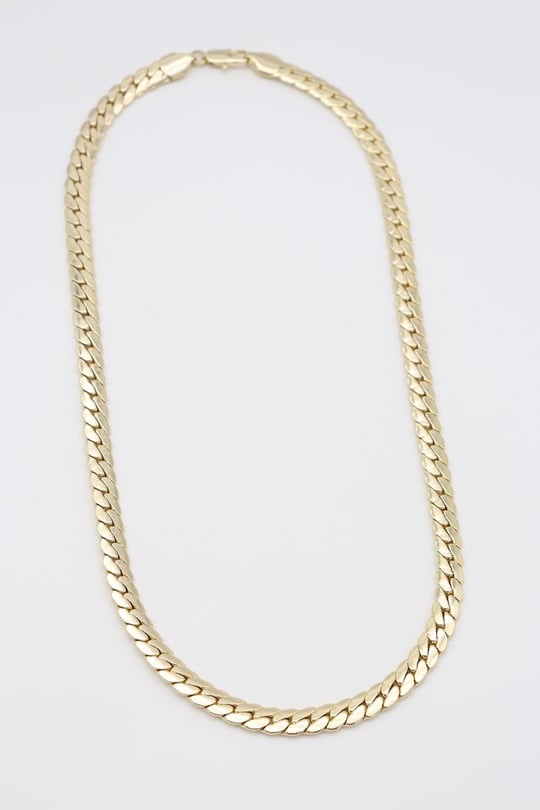 Gold renk kalın yassı zincir kolye