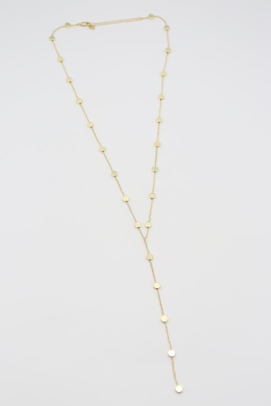 Gold renk pul pul detaylı Y kolye