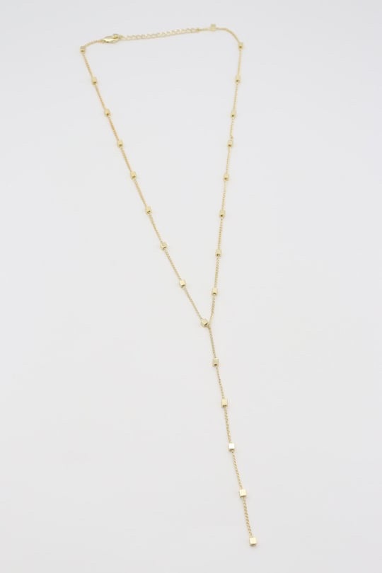 Gold renk küp küp detaylı Y kolye